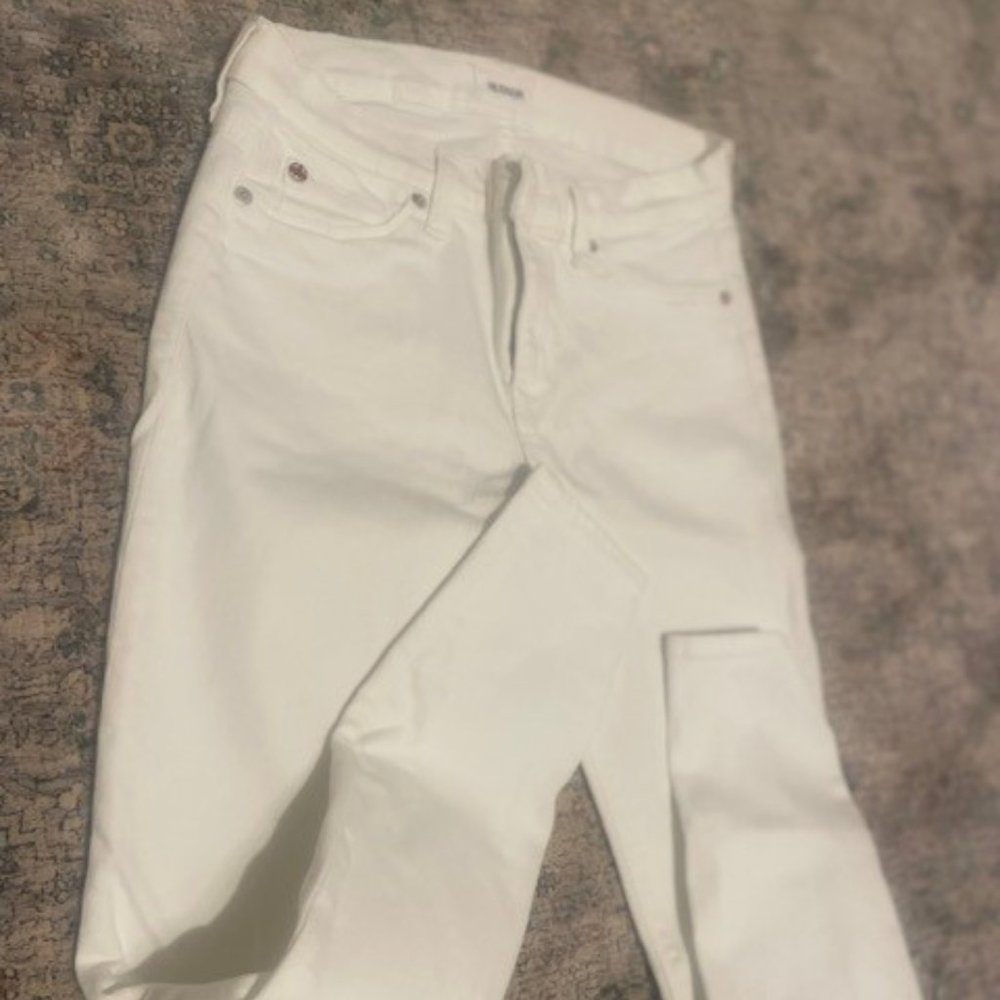 Hudson White Nico Midrise Skinny Jeans